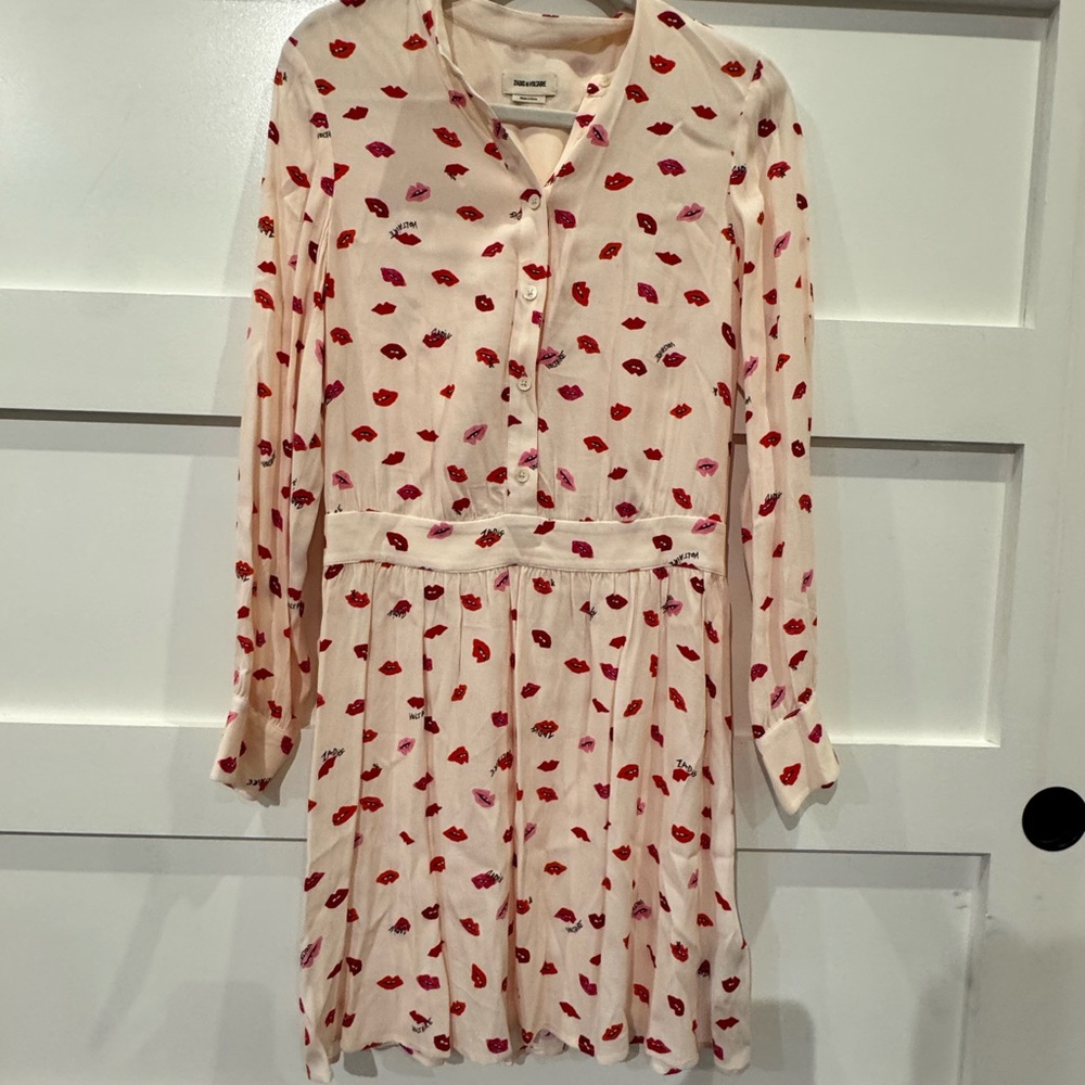 Zadig & Voltaire Cream and Red Midi Dress